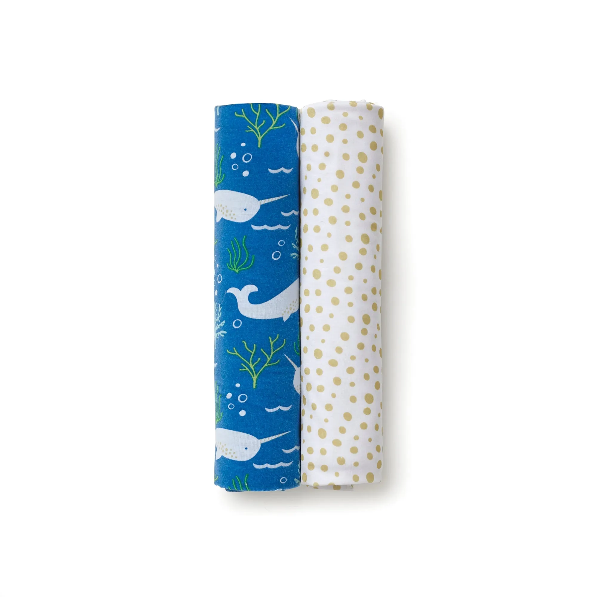 2-Pack Active Swaddle Blanket - Narwhal & Gold Dots