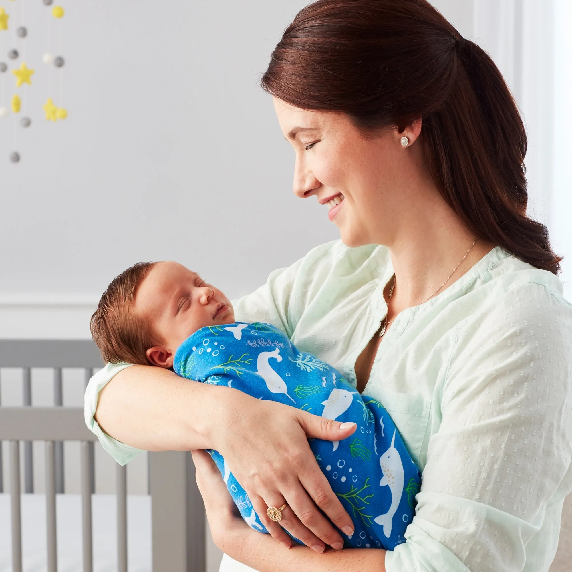 2-Pack Active Swaddle Blanket - Narwhal & Gold Dots