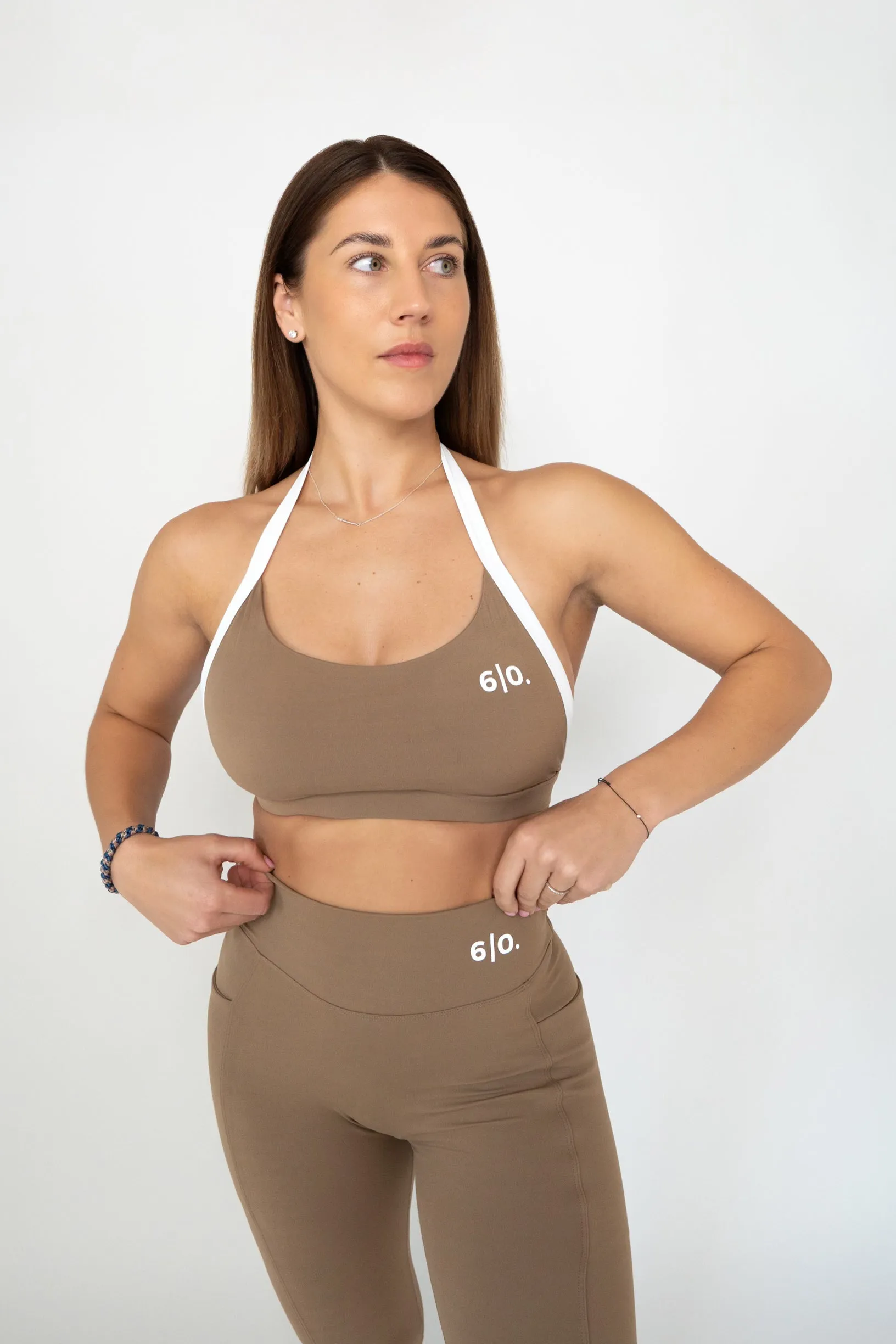 Black soft material leggings & bra set