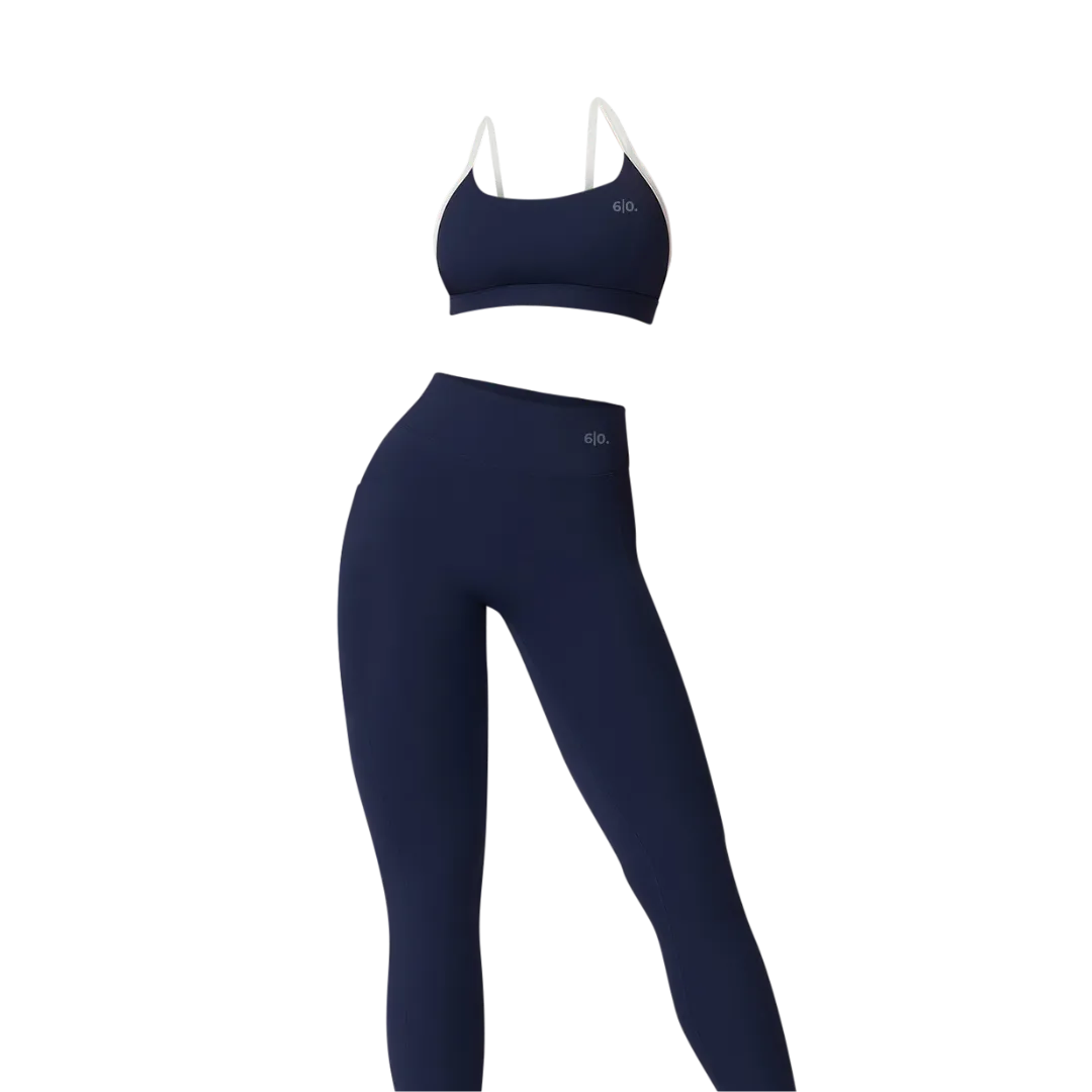 Black soft material leggings & bra set