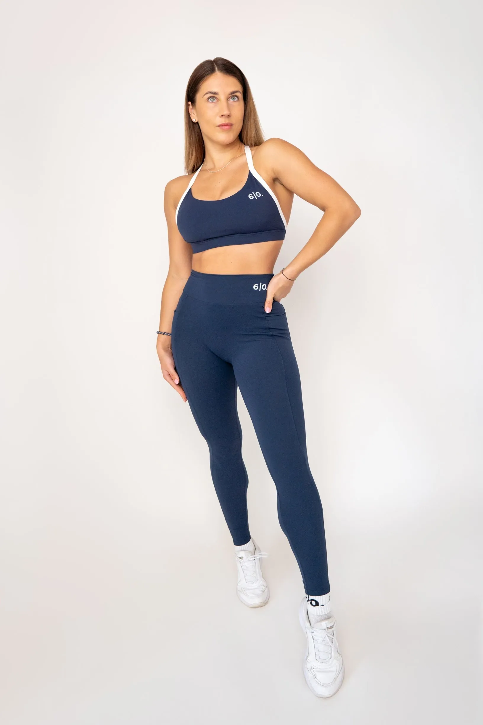 Black soft material leggings & bra set