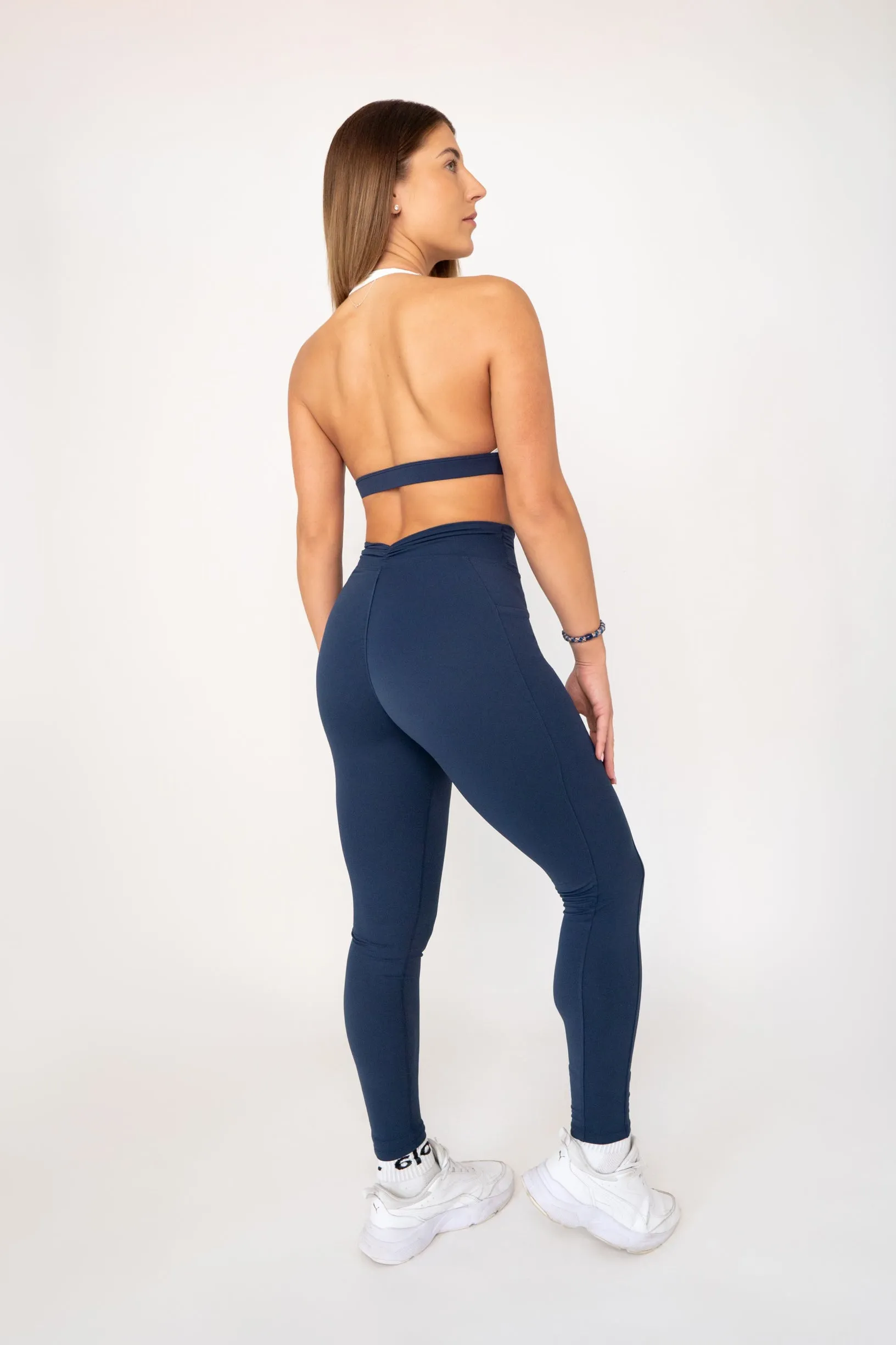 Black soft material leggings & bra set