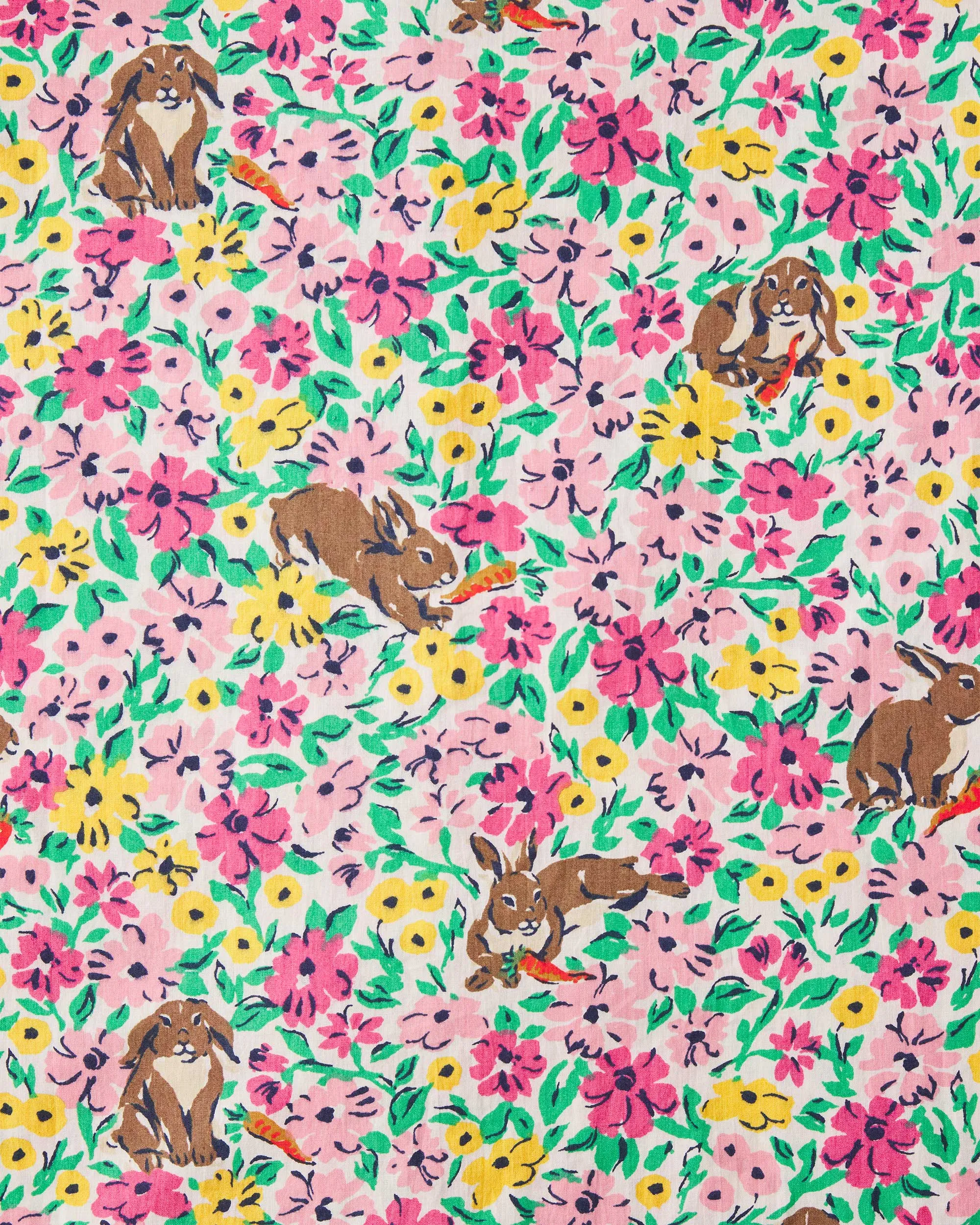 Bunny Trail - Short Sleeve Top & Cropped Pajama Pants Set - Spring Meadow