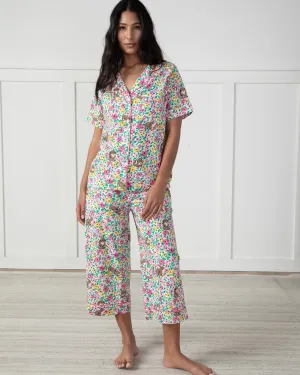 Bunny Trail - Short Sleeve Top & Cropped Pajama Pants Set - Spring Meadow