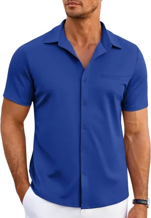 COOFANDY Men's Short Sleeve Button Down Wrinkle Free Shirt Summer Casual Stretch Untucked Dress Shirts