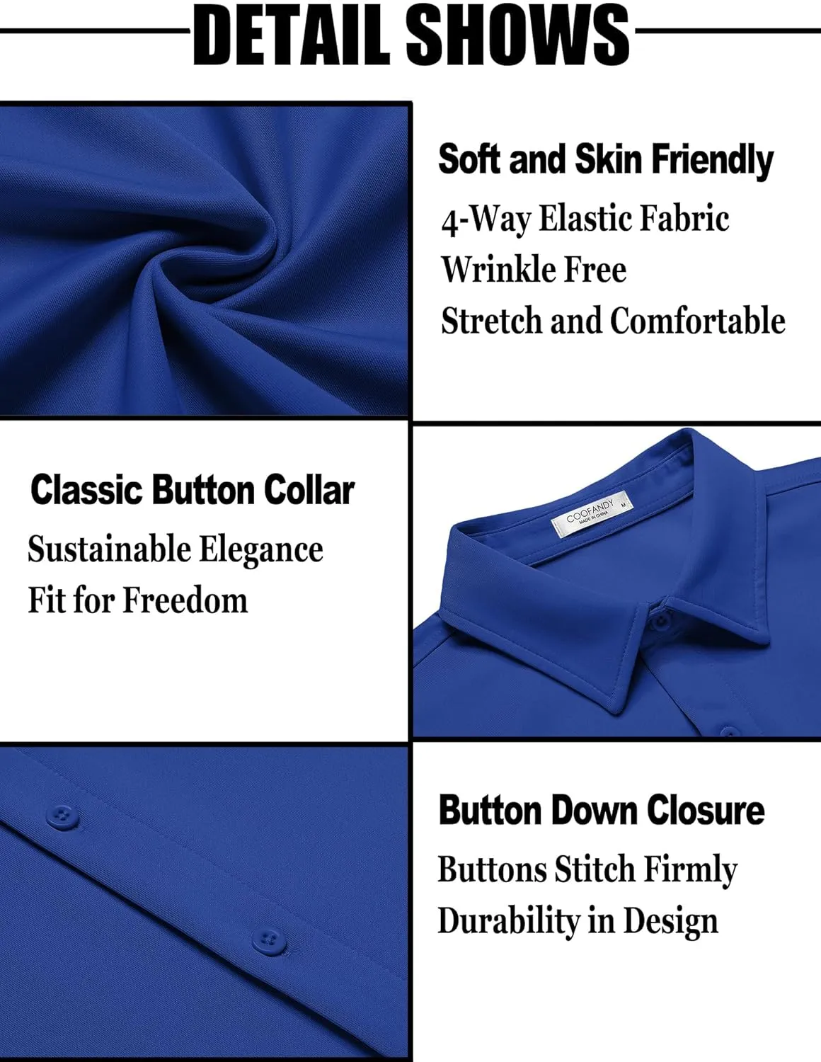 COOFANDY Men's Short Sleeve Button Down Wrinkle Free Shirt Summer Casual Stretch Untucked Dress Shirts