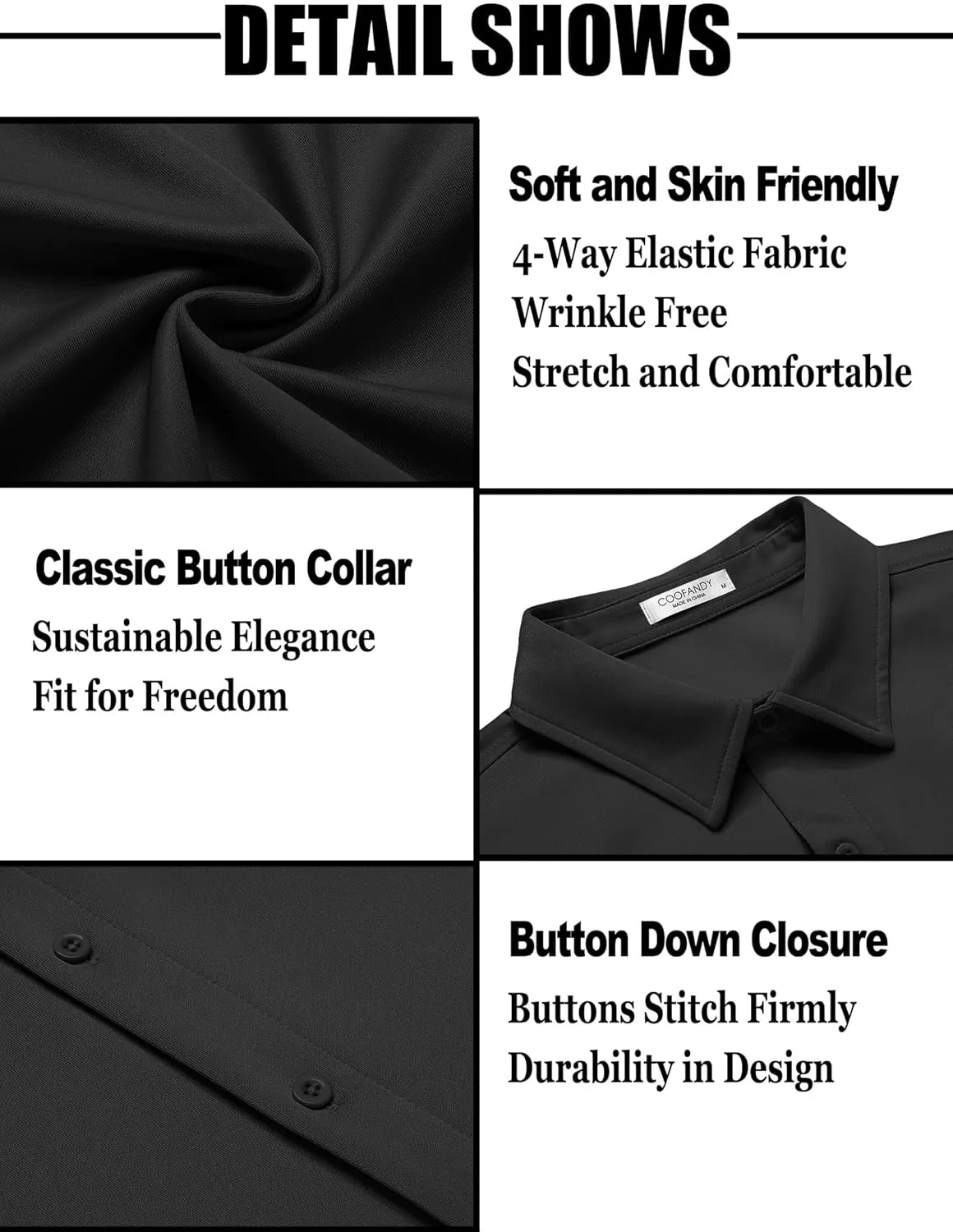 COOFANDY Men's Short Sleeve Button Down Wrinkle Free Shirt Summer Casual Stretch Untucked Dress Shirts