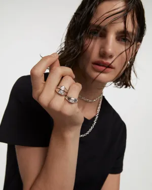 GRID 1 Triangle Shimmer Stamp Silver Ring