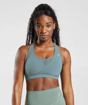 Gymshark Crossover Sports Bra - Thunder Blue