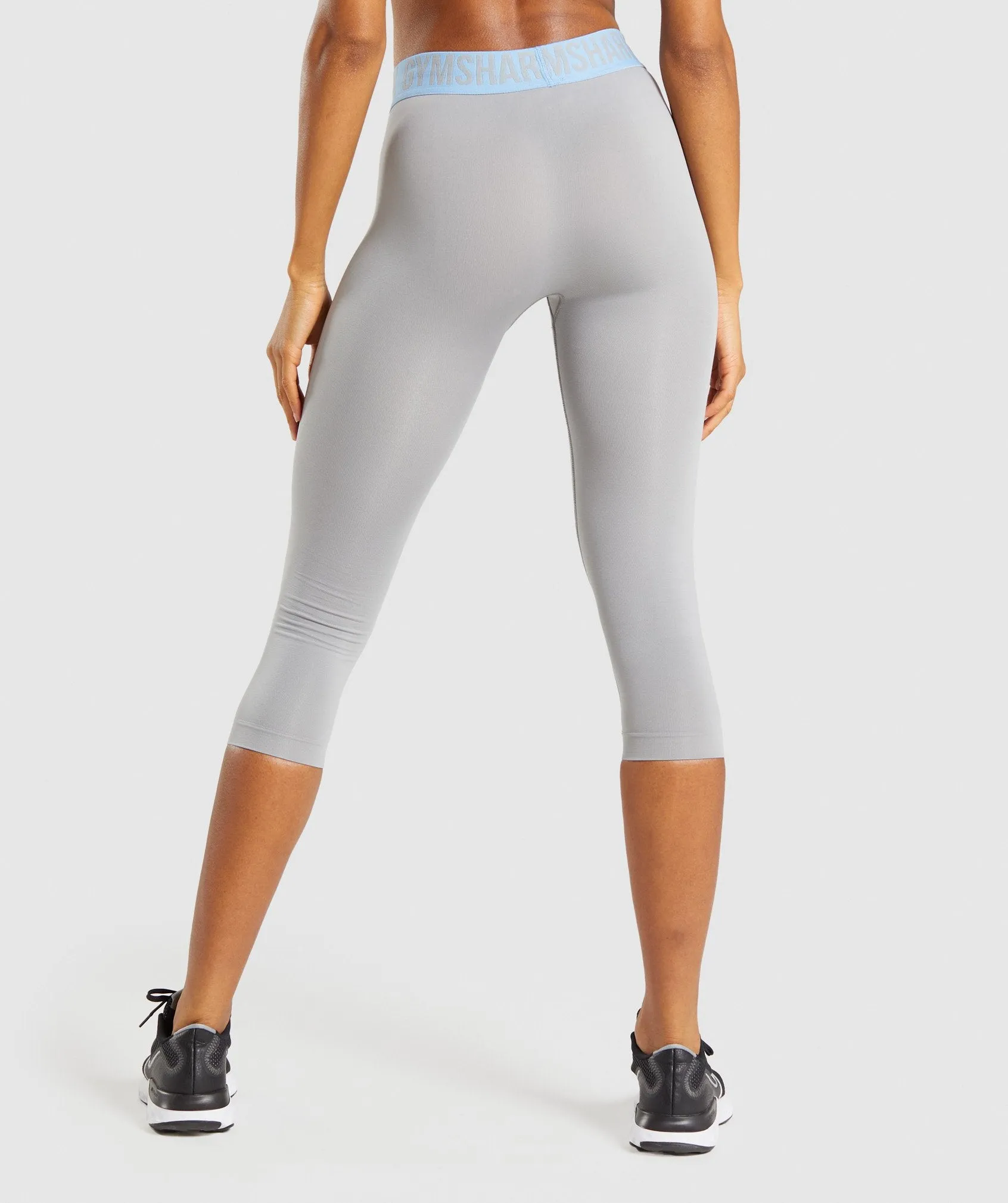 Gymshark Fit Seamless Cropped Leggings - Smokey Grey/Light Blue