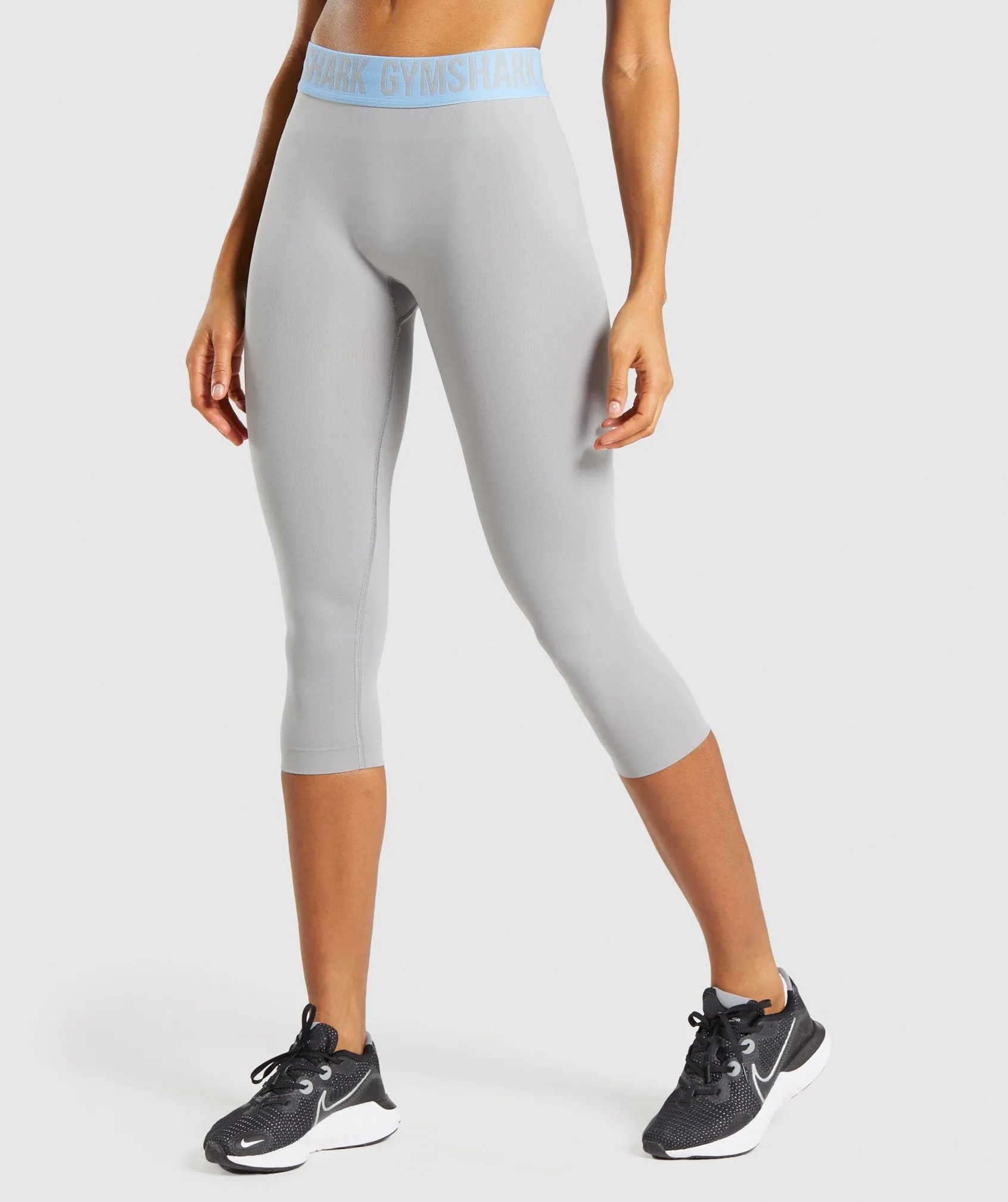 Gymshark Fit Seamless Cropped Leggings - Smokey Grey/Light Blue