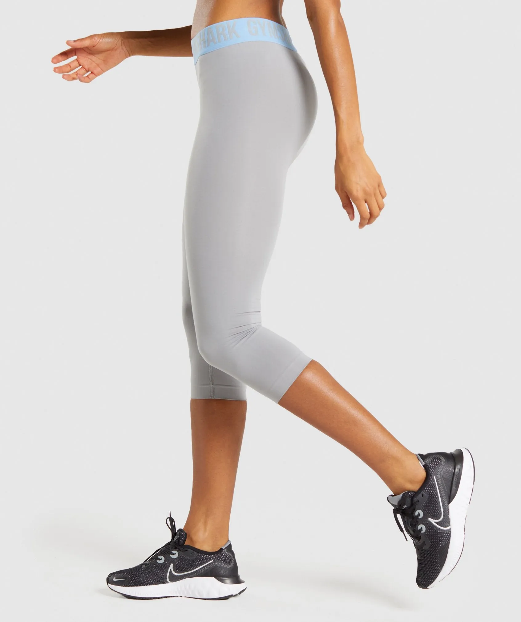 Gymshark Fit Seamless Cropped Leggings - Smokey Grey/Light Blue