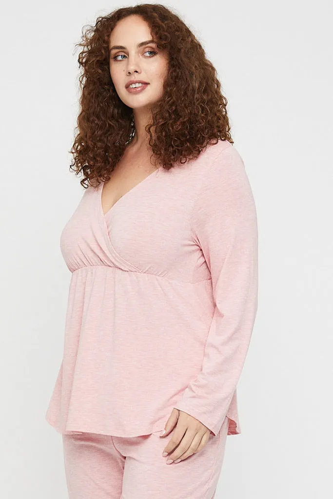 Long Sleeve Cross Front PJ Top - Rose