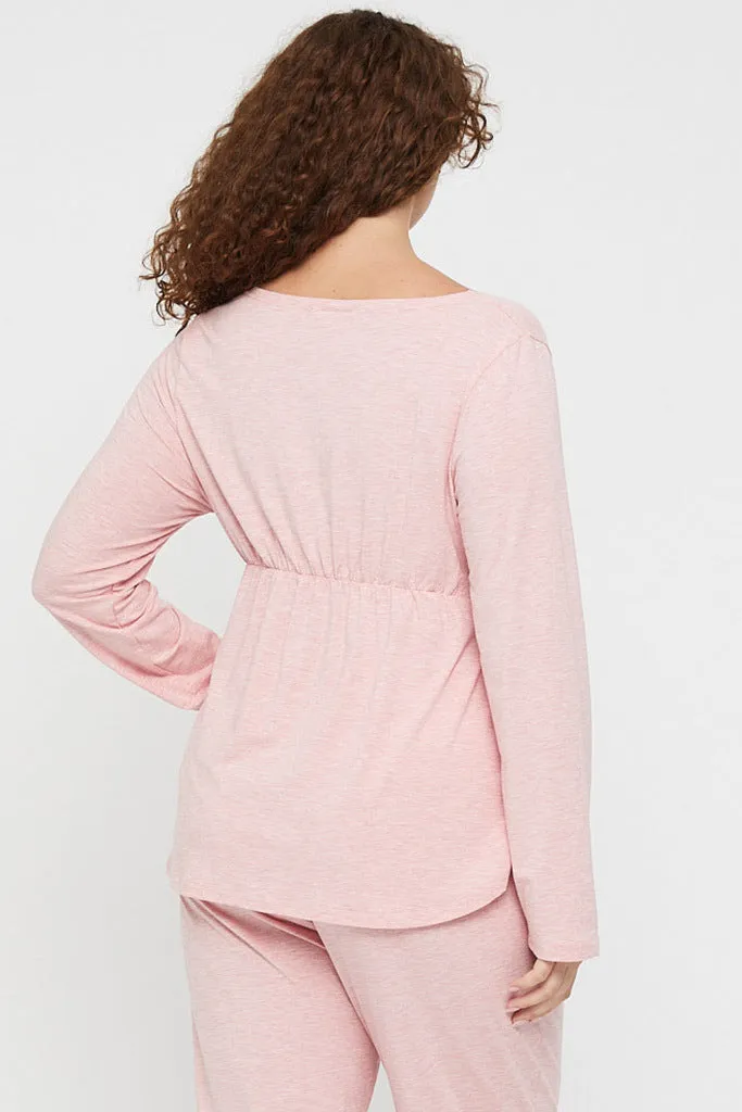 Long Sleeve Cross Front PJ Top - Rose