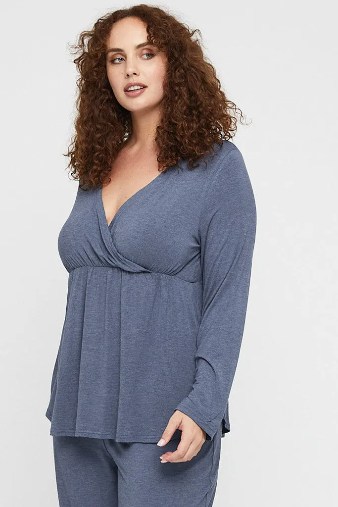 Long Sleeve Cross Front PJ Top - Twilight