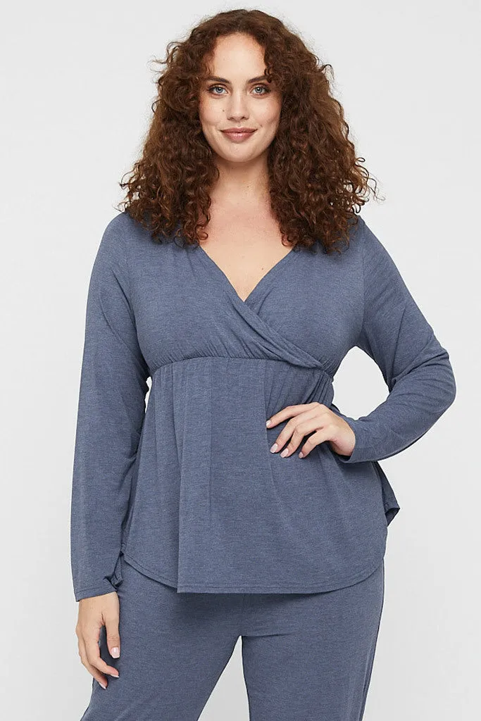 Long Sleeve Cross Front PJ Top - Twilight