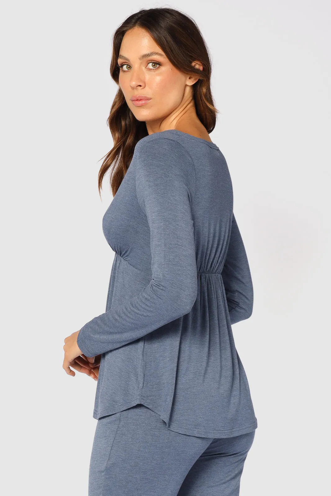 Long Sleeve Cross Front PJ Top - Twilight