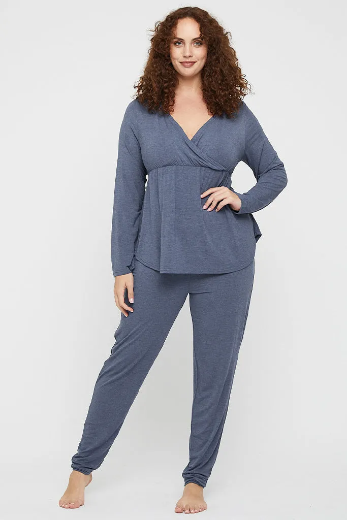 Long Sleeve Cross Front PJ Top - Twilight