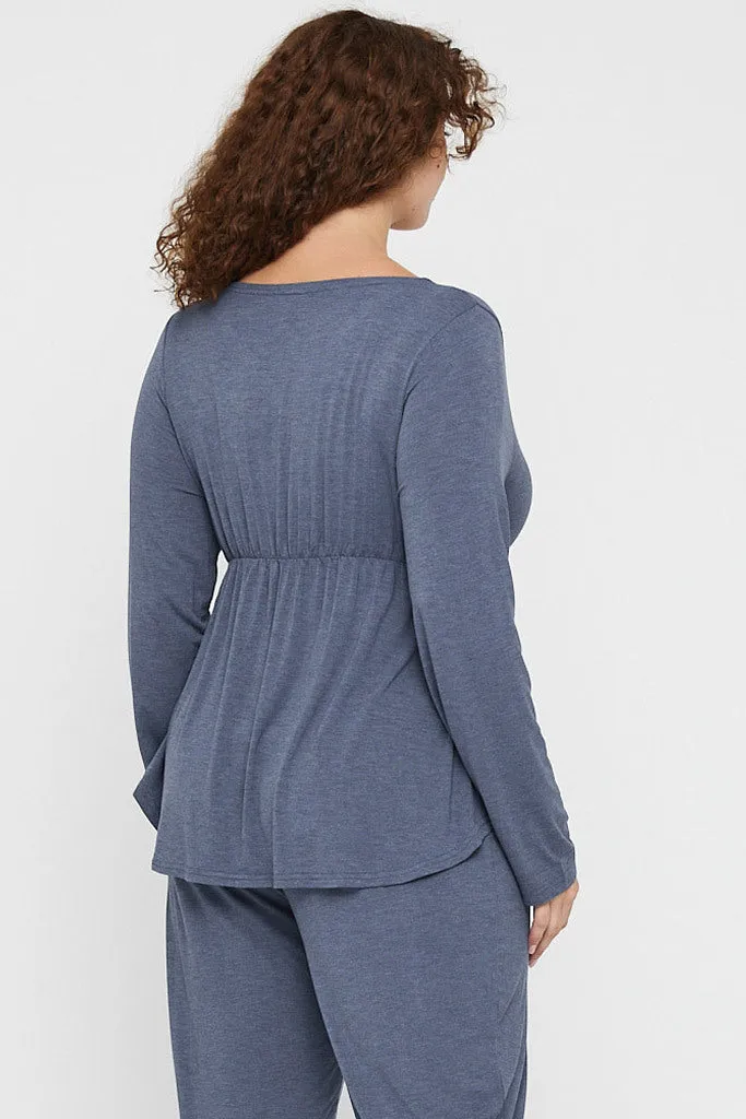 Long Sleeve Cross Front PJ Top - Twilight