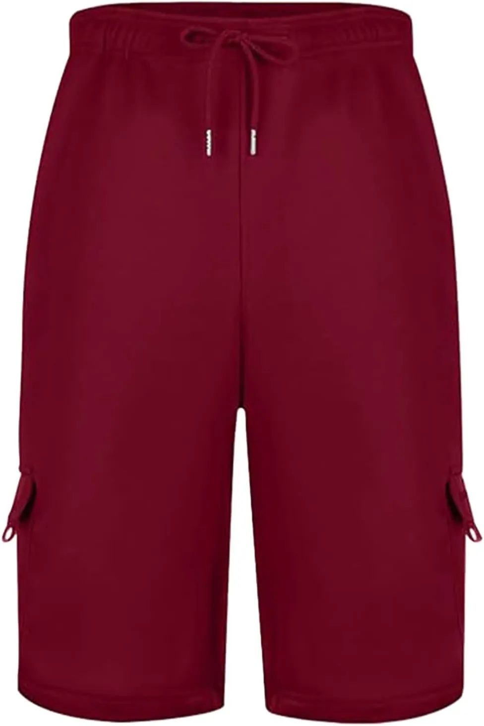Mens Casual Twill Cargo Shorts Trendy, Cotton Elastic Waist Drawstring Classic Stretch Shorts with Pockets