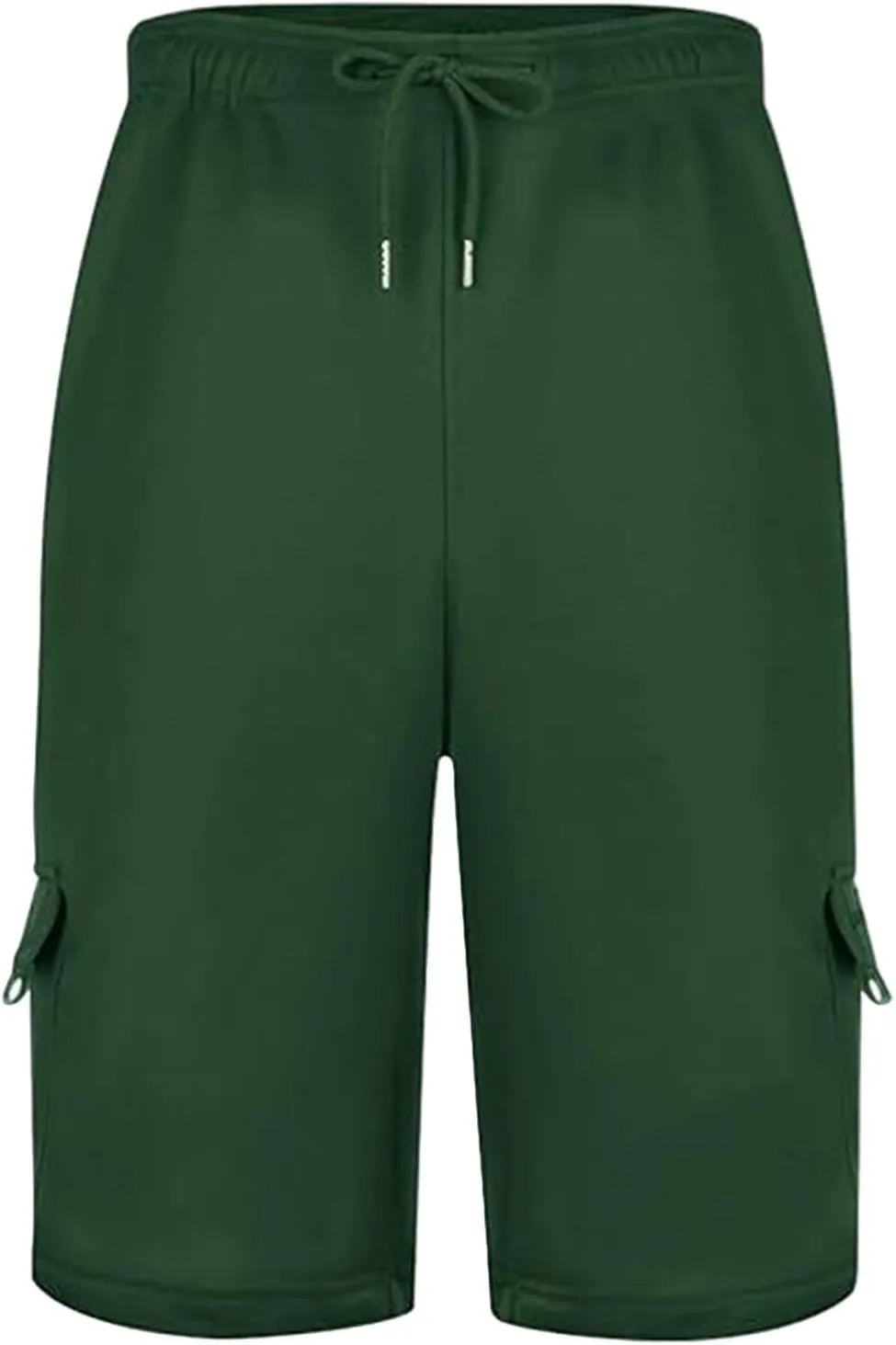 Mens Casual Twill Cargo Shorts Trendy, Cotton Elastic Waist Drawstring Classic Stretch Shorts with Pockets