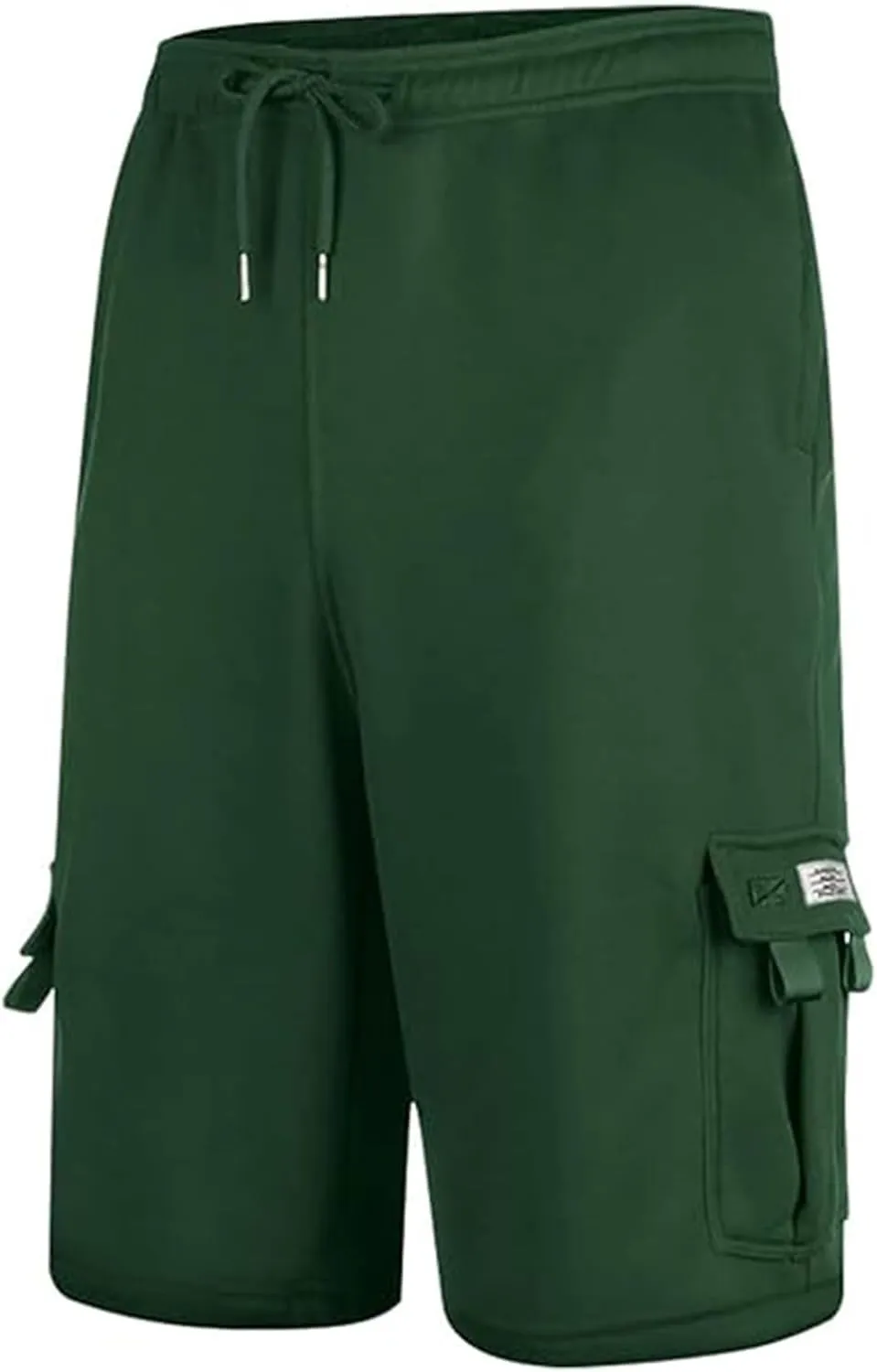 Mens Casual Twill Cargo Shorts Trendy, Cotton Elastic Waist Drawstring Classic Stretch Shorts with Pockets