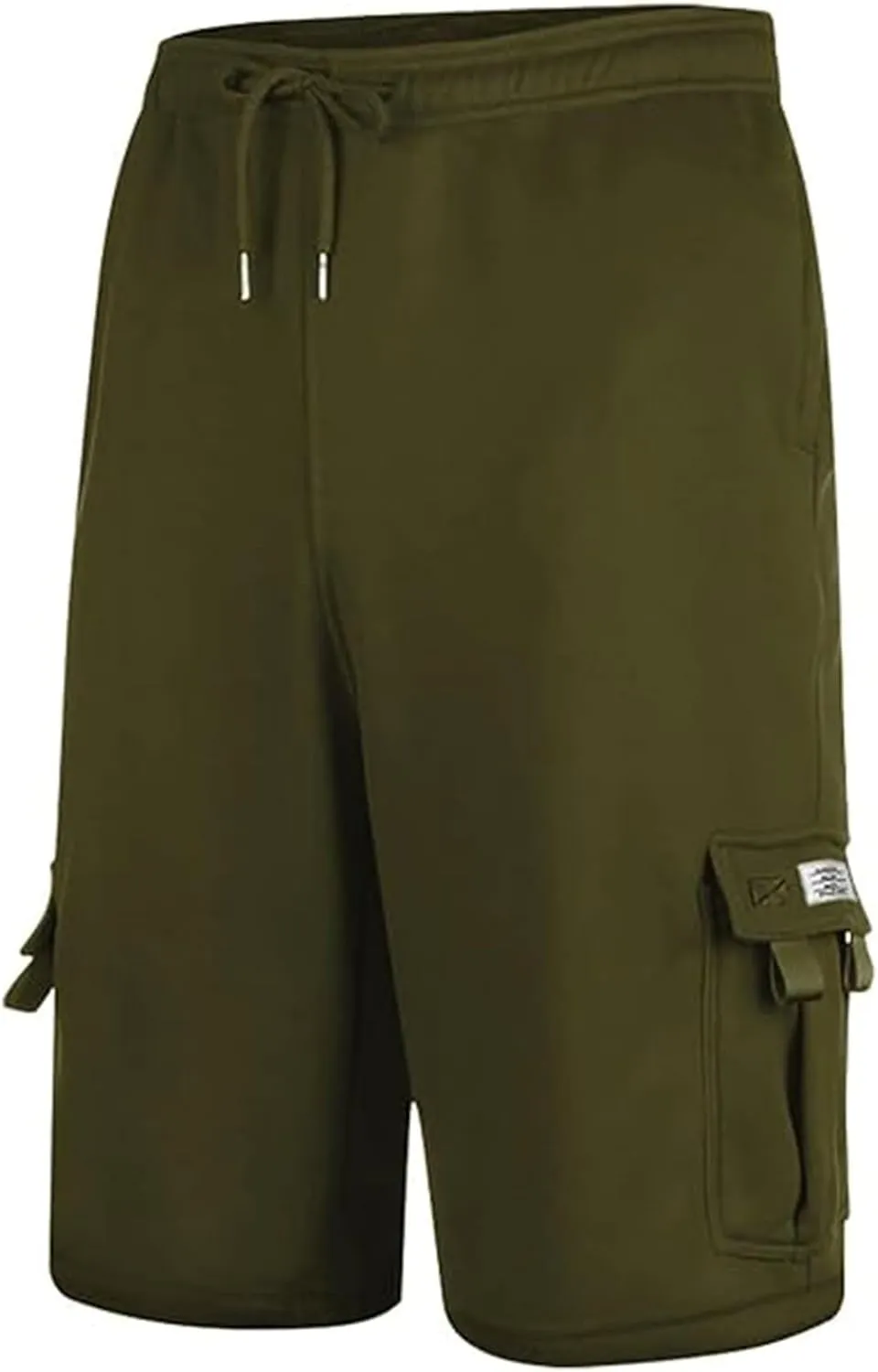 Mens Casual Twill Cargo Shorts Trendy, Cotton Elastic Waist Drawstring Classic Stretch Shorts with Pockets