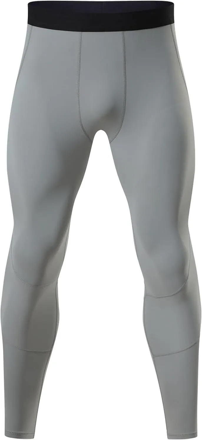 Men's Compression Leggings High Stretch Athletic Base Layer Quick Dry Slim Elastic Waistband Gym Running Workout Daily