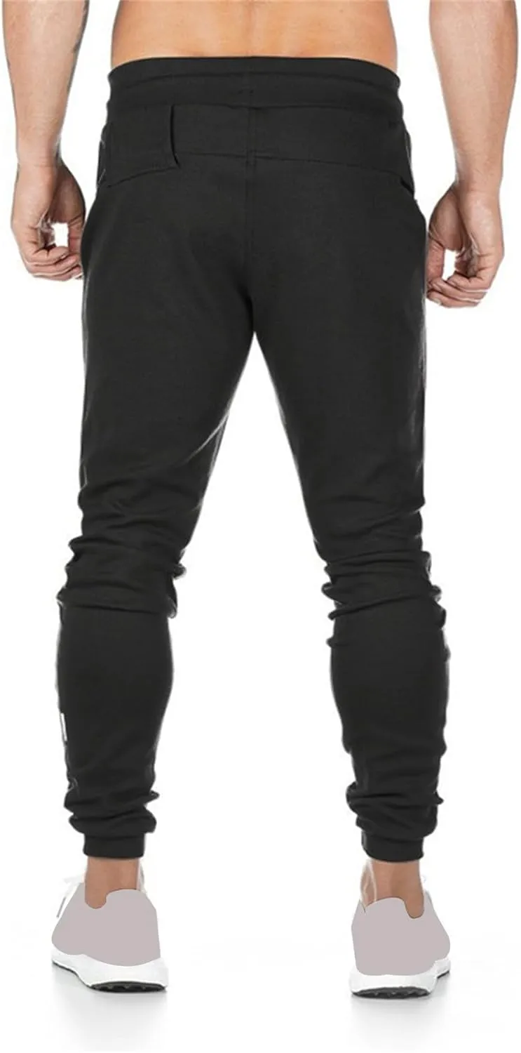 Mens Jogger Sweatpants Athletic Running Pants Lightweight Slim Fit Trousers Workout Running Pant with Zipper Pockets