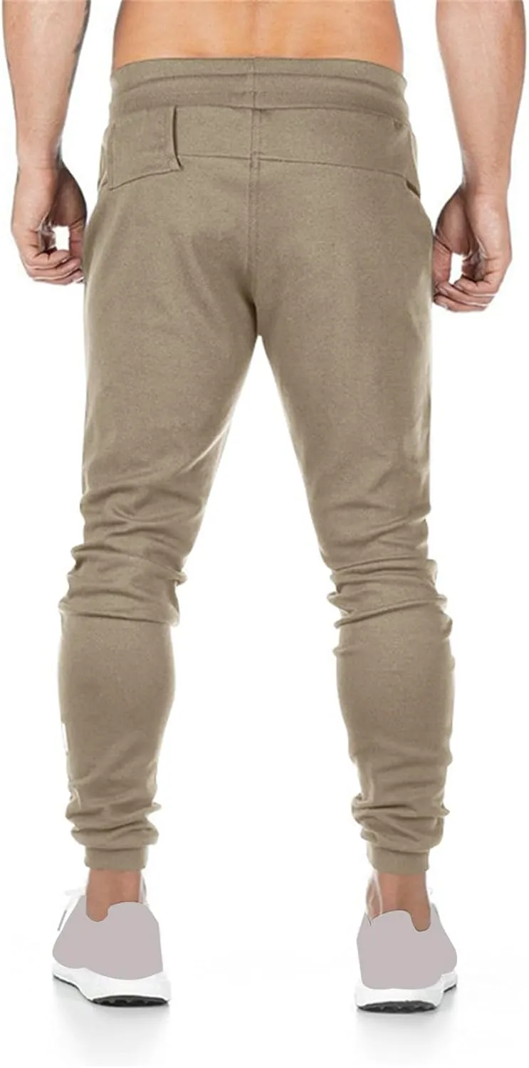 Mens Jogger Sweatpants Athletic Running Pants Lightweight Slim Fit Trousers Workout Running Pant with Zipper Pockets