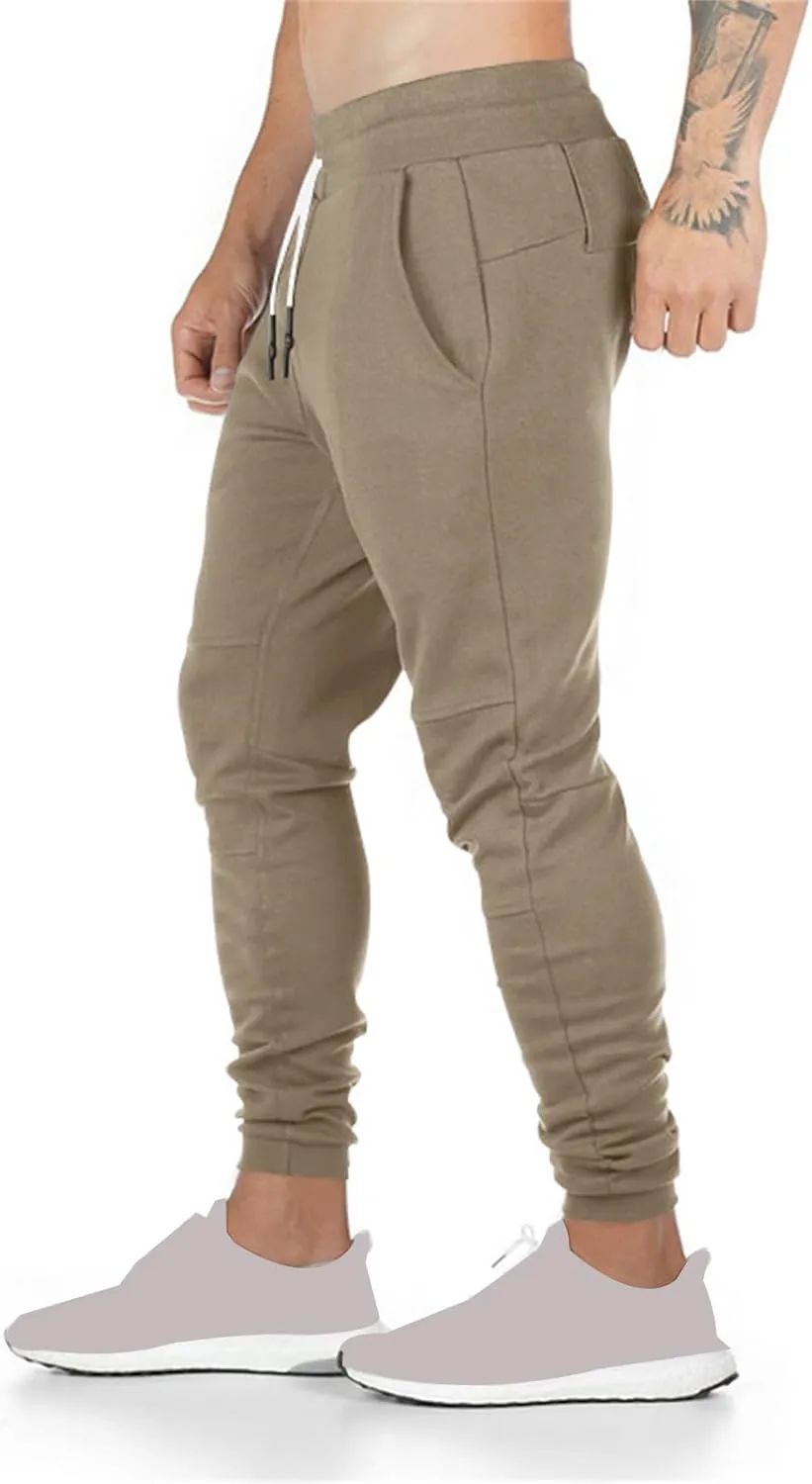 Mens Jogger Sweatpants Athletic Running Pants Lightweight Slim Fit Trousers Workout Running Pant with Zipper Pockets