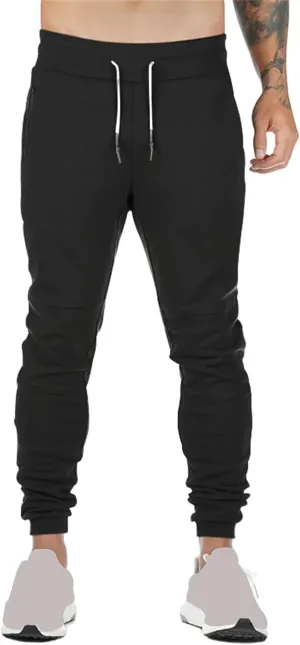 Mens Jogger Sweatpants Athletic Running Pants Lightweight Slim Fit Trousers Workout Running Pant with Zipper Pockets