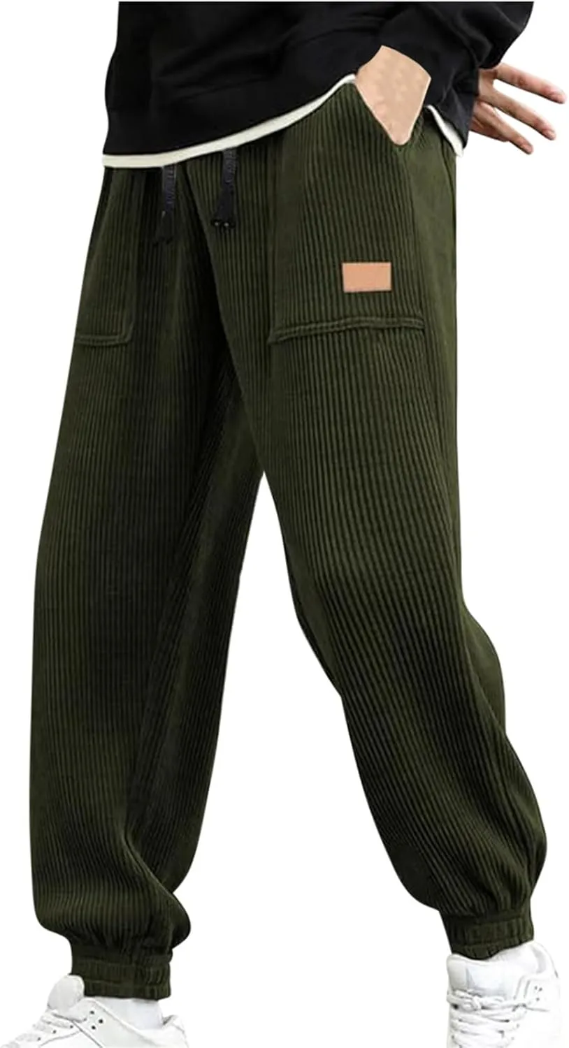 Mens Pants Athletic Fit Stretch Drawstring Elastic Casual Workout Pants Fashion Cinch Bottom Baggy Jogger Pants