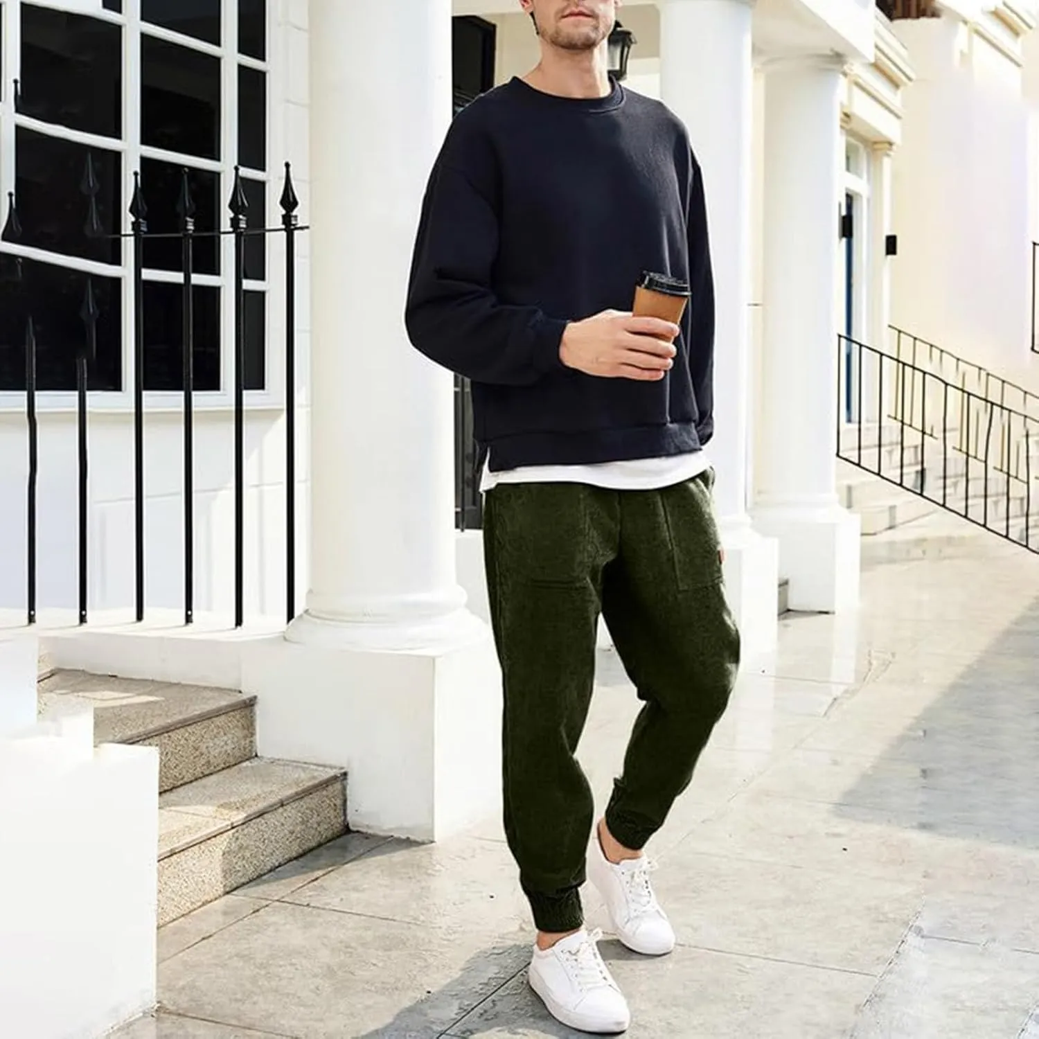 Mens Pants Athletic Fit Stretch Drawstring Elastic Casual Workout Pants Fashion Cinch Bottom Baggy Jogger Pants