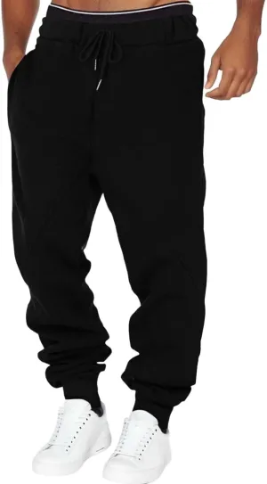 Mens Sweatpants with Pockets Big and Tall Athletic Drawstring Cargo Pants Hiking Outdoor Twill Track Jogging Sweatpants