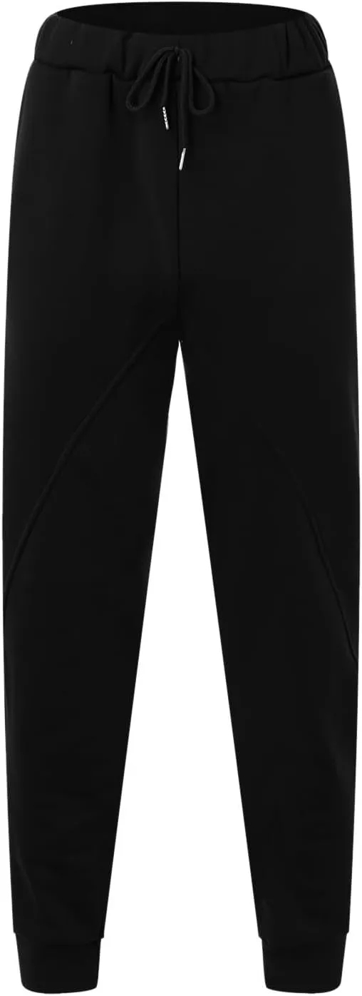Mens Sweatpants with Pockets Big and Tall Athletic Drawstring Cargo Pants Hiking Outdoor Twill Track Jogging Sweatpants