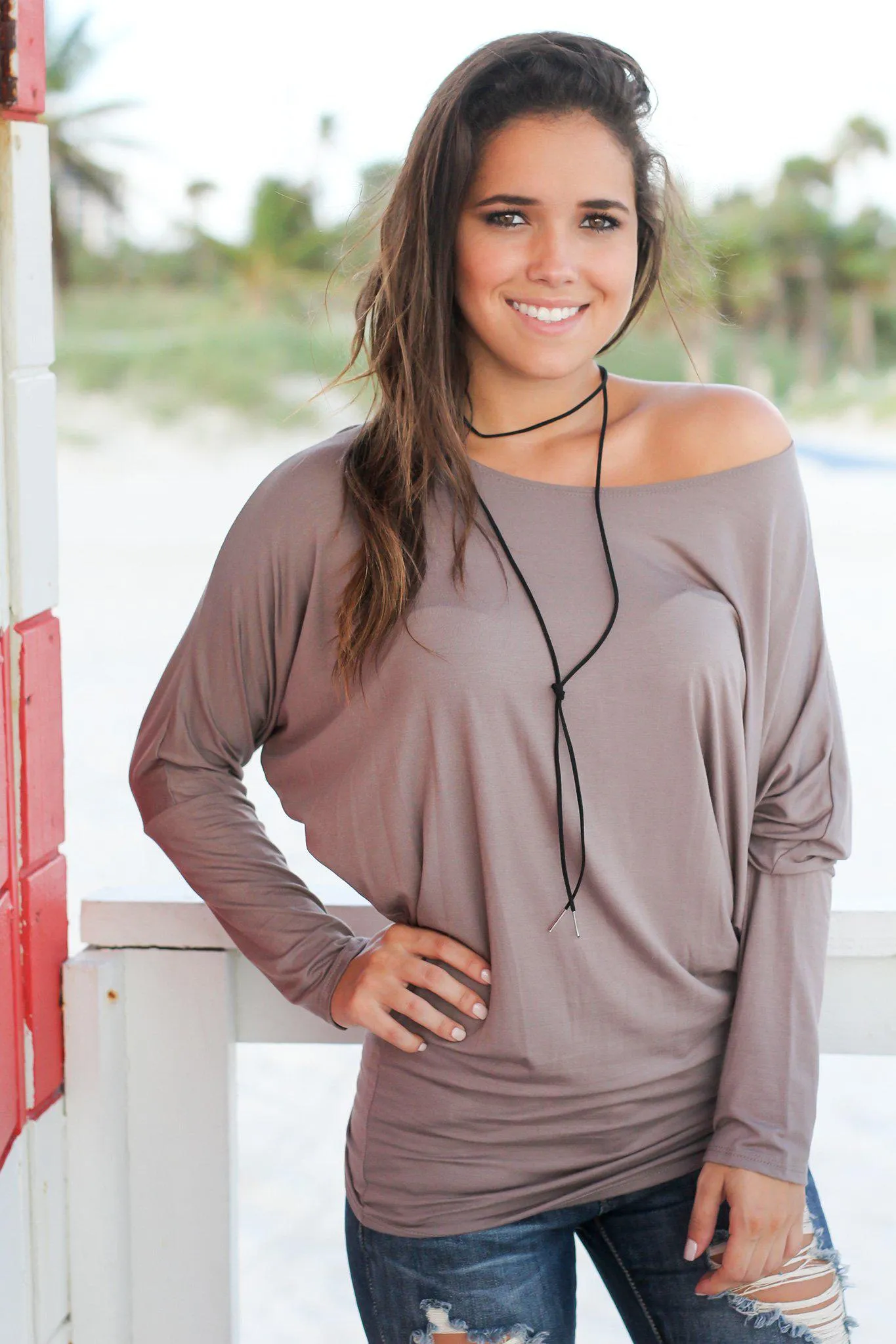 Mocha Top With Dolman Sleeves