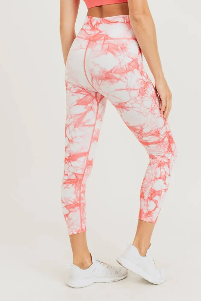 Mono B Ribbed Tie-Dyed Side Panel Highwaist Seamless Leggings