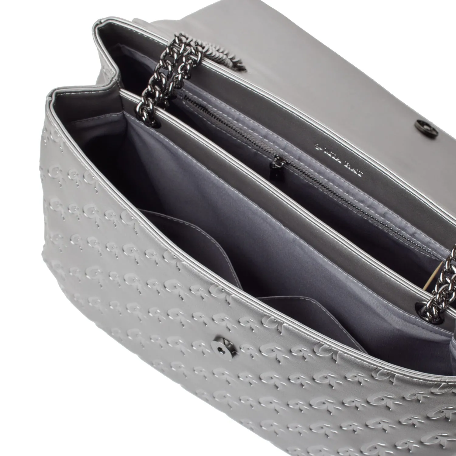 MONOGRAM LARGE CLASSIC FLAP BAG PLATINUM
