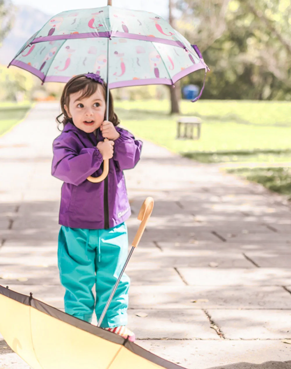 OAKIWEAR KIDS’ TRAIL II RAIN PANTS, GLACIER BLUE