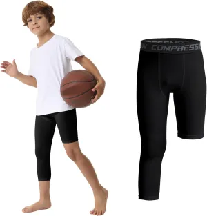 OEBLD Single Leg 3/4 Compression Tights, Unisex Sports Compression Pants, Basketball Leg Sleeves
