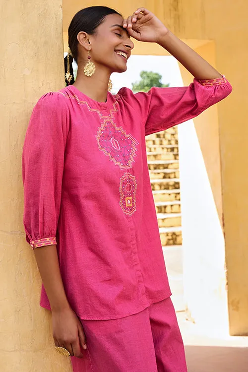 Okhai "Shikhar" Hand Embroidered Mirror and Beadwork Pure Cotton Tunic