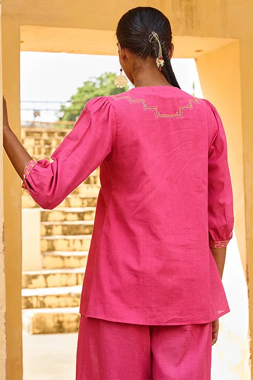Okhai "Shikhar" Hand Embroidered Mirror and Beadwork Pure Cotton Tunic