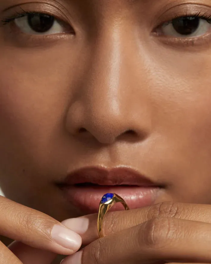 PD Paola Lapis Lazuli Nomad Stamp Ring, Gold