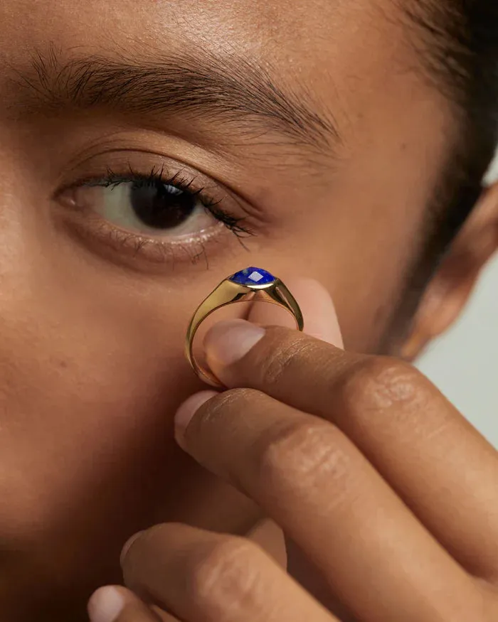 PD Paola Lapis Lazuli Nomad Stamp Ring, Gold