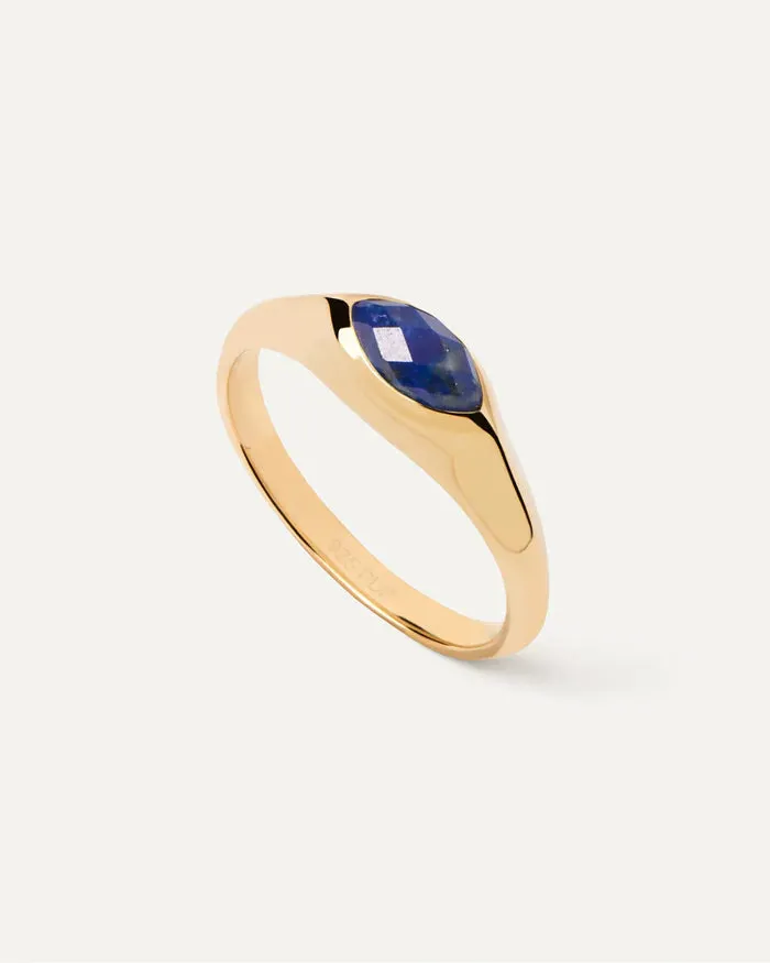 PD Paola Lapis Lazuli Nomad Stamp Ring, Gold