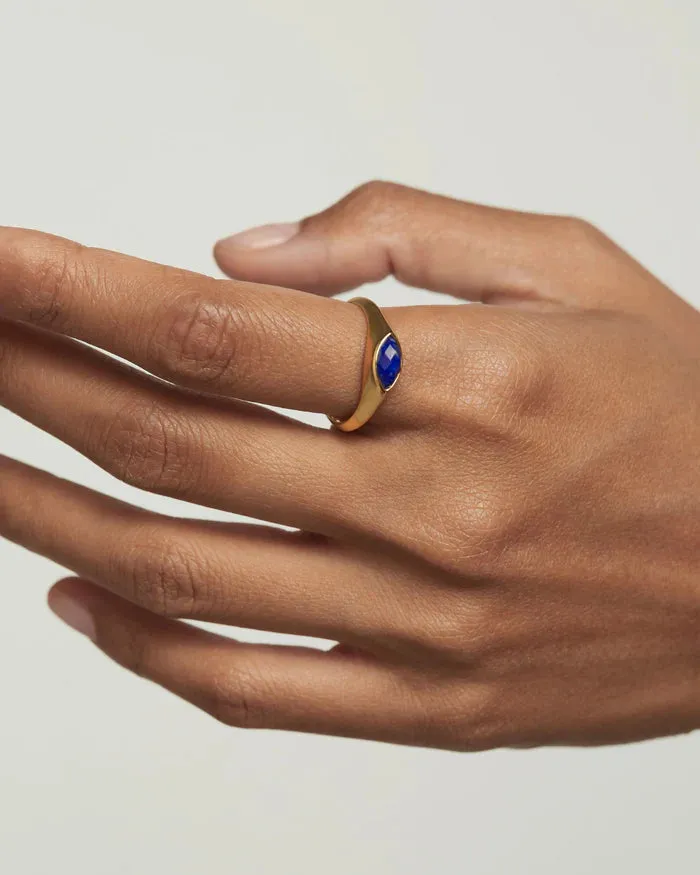 PD Paola Lapis Lazuli Nomad Stamp Ring, Gold