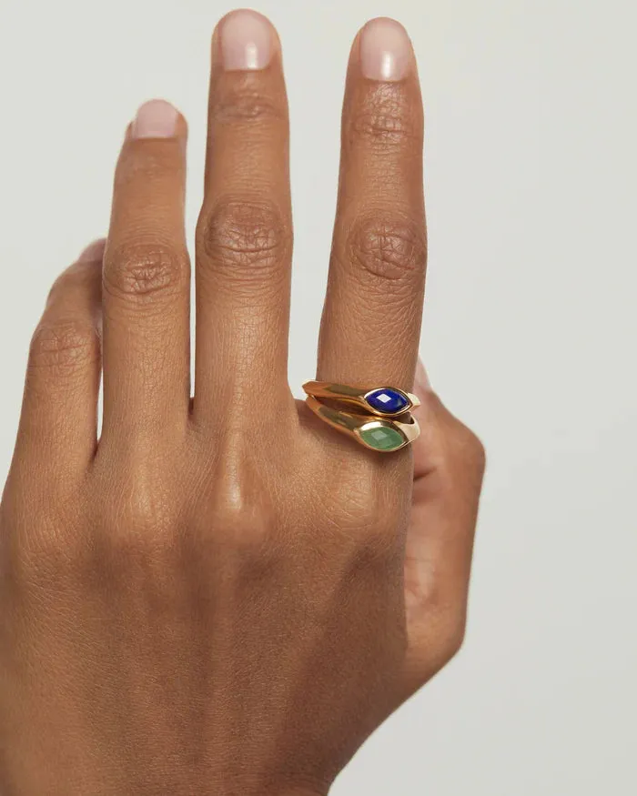 PD Paola Lapis Lazuli Nomad Stamp Ring, Gold