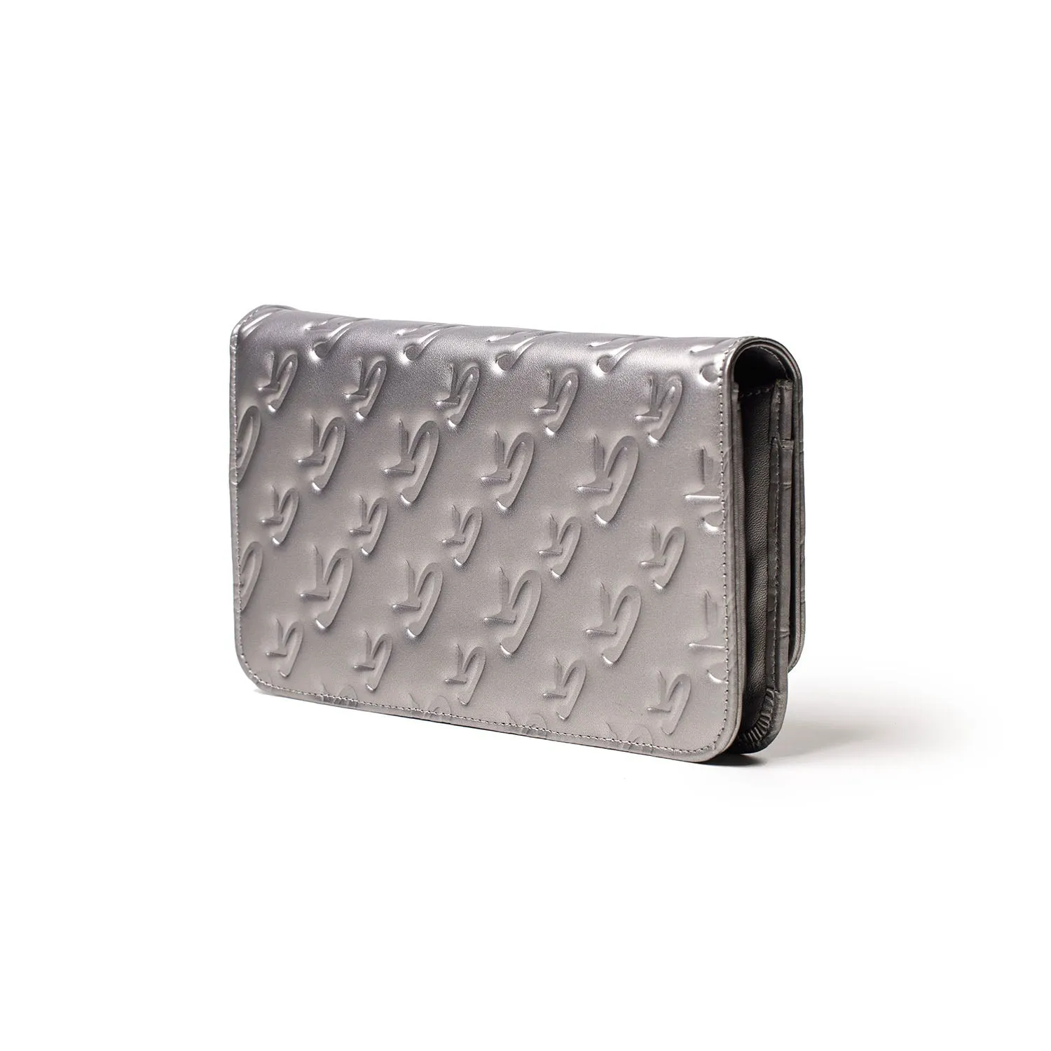 PLATINUM MONOGRAM WALLET ON CHAIN-GUNMETAL