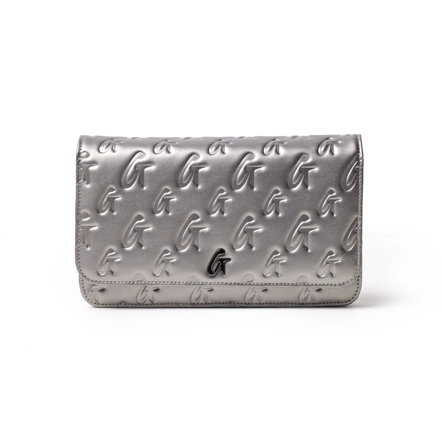 PLATINUM MONOGRAM WALLET ON CHAIN-GUNMETAL